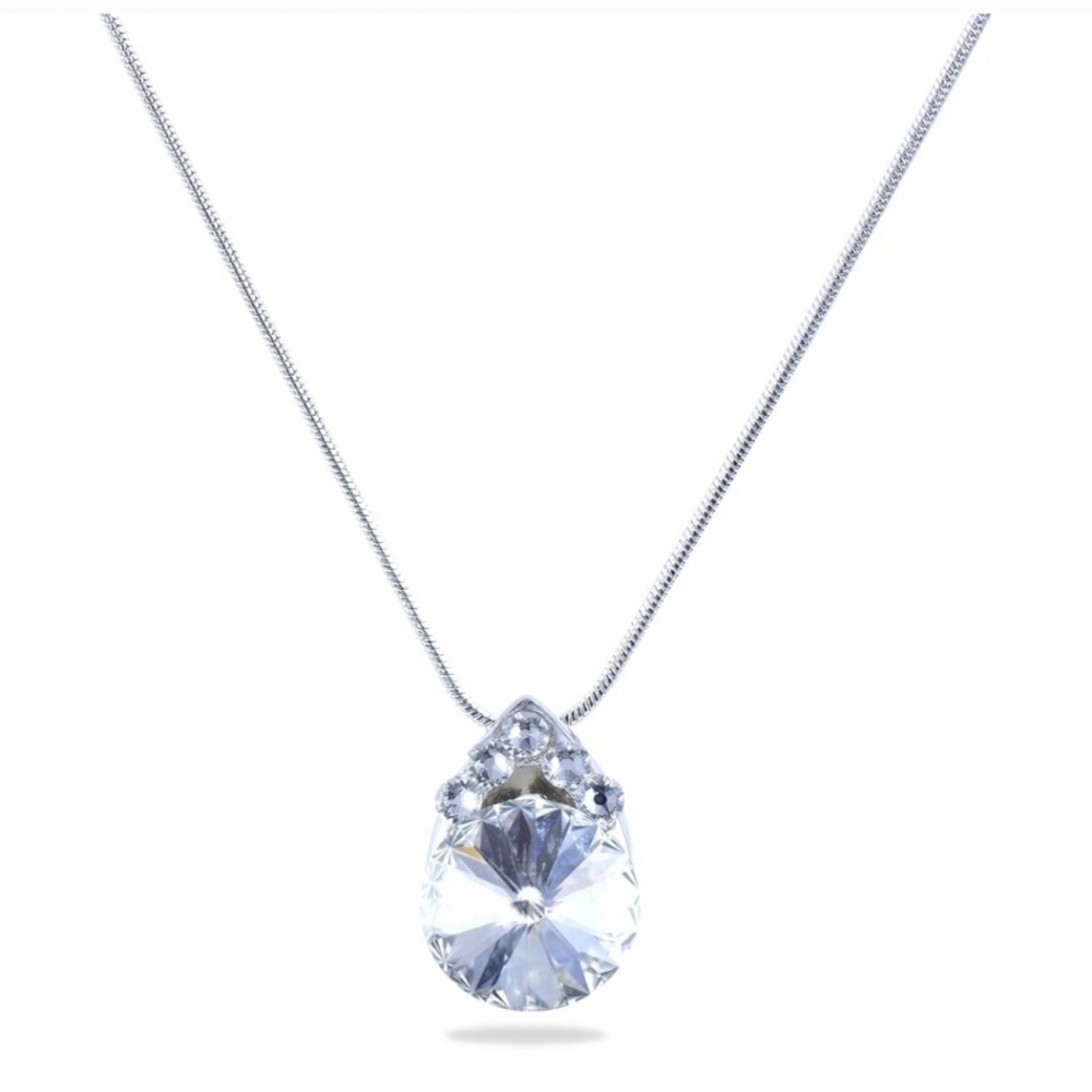 Heliotrope Pendant w/ Brilliant Cut Swarovski Crystal & Platinum, BNIB